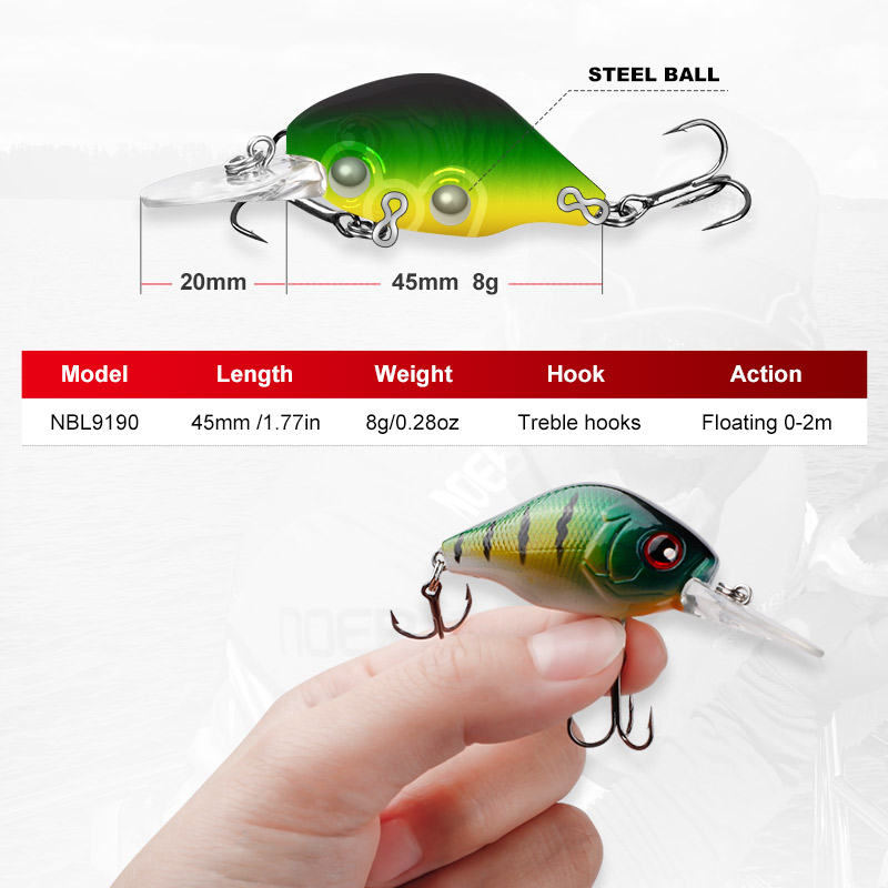 NOEBY 45mm 8g Crankbaits Fishi - огляд і ціна Fishing Lure Soft Plastic